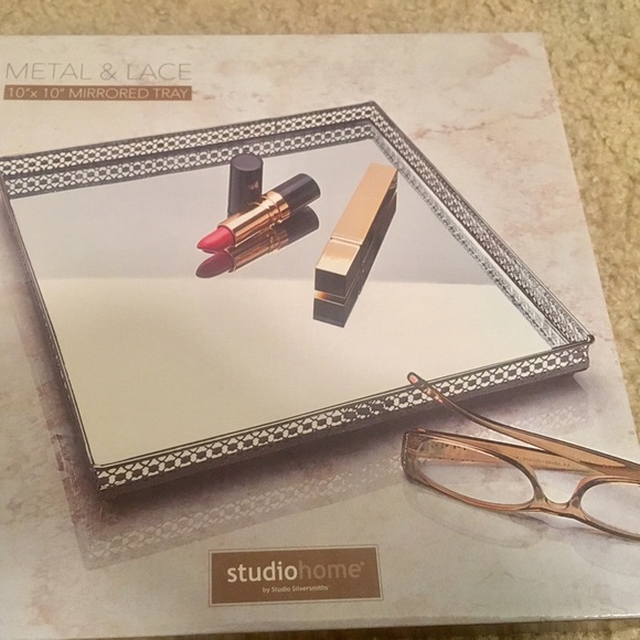 Metal & Lace Mirror Tray - Picture 2 of 2